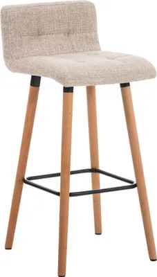 Produktbild von TPFLiving Barhocker London Gestell Holz Natura Stoff Creme
