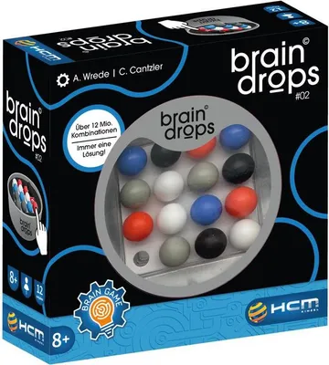 Produktbild von Braindrops Logikspiel mit 15 Kugeln, 6 Aufgabenkarten und über 12 Millionen Startpositionen