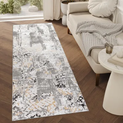 Produktbild von Tapiso Läufer CRYSTAL Modern Gold Grau Wohnzimmer  70 x 180