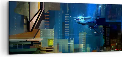 Produktbild von Bild auf Leinwand - Leinwandbild - Fantasie Stadt - 120x50cm - Wand Bild - Wanddeko - Wandbilder - Leinwanddruck - Bilder - Kunstdruck - Wanddekoration - Leinwand bilder - Wandkunst - AB120x50-3890