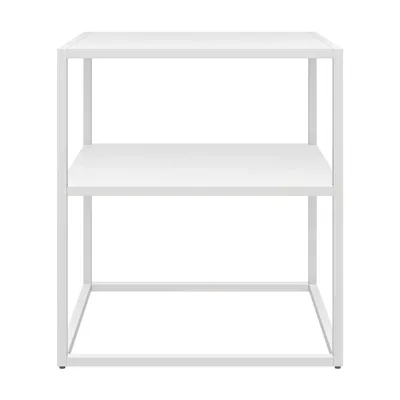 Produktbild von In And OutdoorMatch Stilvoller Beistelltisch Paco – Mit Ablage – 50,5 x 45 x 40 cm – Weiß – Vielseitiger Beistelltisch