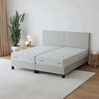 Produktbild von Polsterbett Doppelbett x100x200cm Hellbeige inkl. Matratze 2x100x200cm