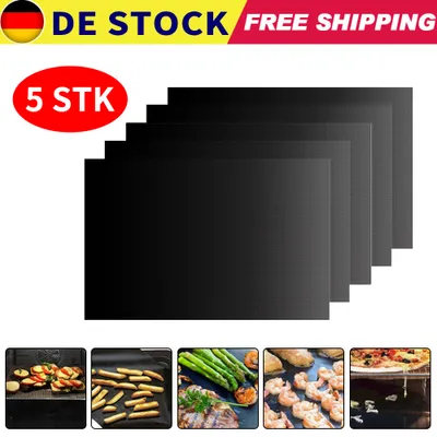 Produktbild von 5er Set BBQ Grillmatte aus Teflon Antihaft Grillmatten zum Grillen Backen BBQ bis 500°F