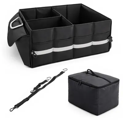 Obrázok produktu pre Organizér do batožinového priestoru Relaxdays s vekom, odnímateľná chladiaca taška, skladací, VxŠxH: 30 x 60 x 40 cm, taška do auta, čierna