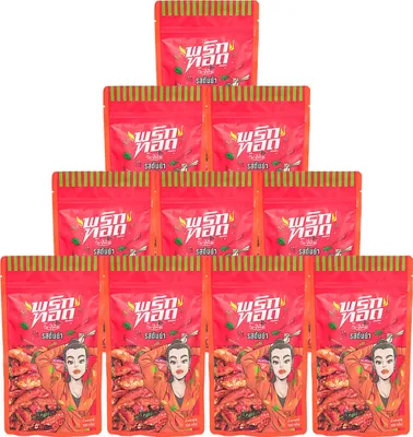 Produktbild von Mae E Pim Crispy Chilli Snack Tom Yum Geschmack 10x100g