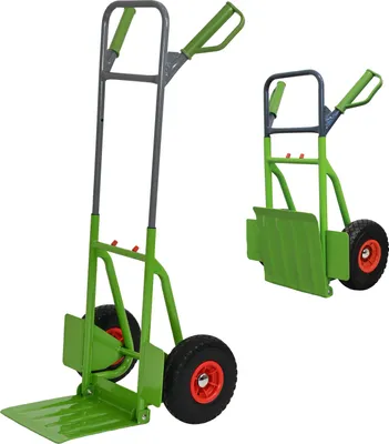 Produktbild von Sackkarre Stahl 200 kg 112,5 cm Höhe große klappbare Ladefläche 29x29 cm pannensichere PolyurethanRäder