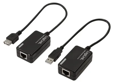 Produktbild von LogiLink UA0021D, USB Typ-A, RJ-45, Männlich/weiblich, Schwarz, 0,3 m, Stecker