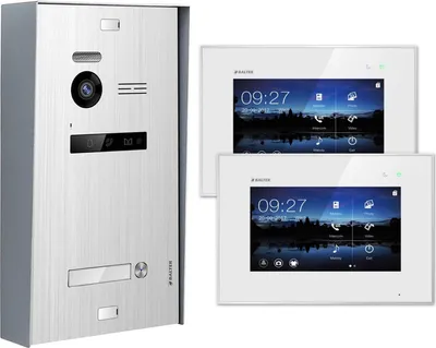 Produktbild von BALTER EVO Aufputz Silber 2-Draht BUS 2x7" Monitor Weiß Video Türsprechanlage Set für 1 Familienhaus