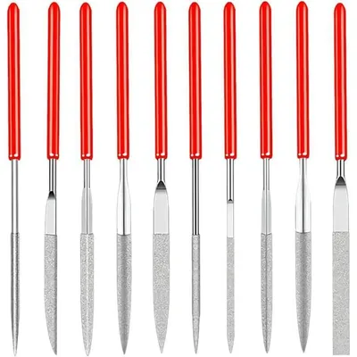 Obrázok produktu pre Sada 10 malých diamantových pilníkov, 100 mm, vhodné na modelárstvo, drevo, kov a plast