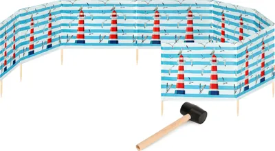 Image de Brise-vent et brise-vue Garronda pour plage, 12 m de long, avec marteau en caoutchouc GAEX001
