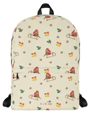 Produktbild von Mr. & Mrs. Panda Rucksack Rotkehlchen Schlitten - Gelb - Geschenk, Weihnachten, Business-Rucksack, Rucksacktasche, Schulrucksack, Vogel, Damenrucksack, Tagesrucksack