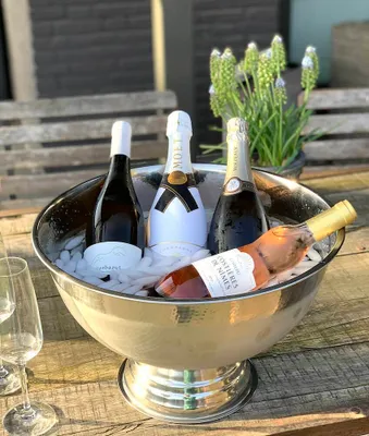 Produktbild von Edler Sektkühler Schale Champagnerkühler Weinkühler Edelstahl Hammerschlag 40 cm
