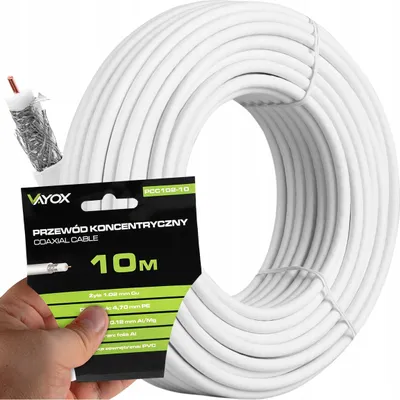 Zdjęcie produktu dla Kabel koncentryczny Vayox RG6U 10M PCC102-10 DVB-S DVB-T2 4K HDTV, biały