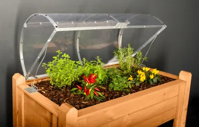 Produktbild von Großes Hochbeet braun mit Abdeckung, Pflanzkasten Holz mit Frühbeetaufsatz