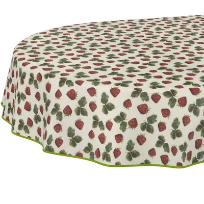 Tischdecke Giovanna-Blumen Rot-Grün Oval 160x140cm Band, Hauptbild