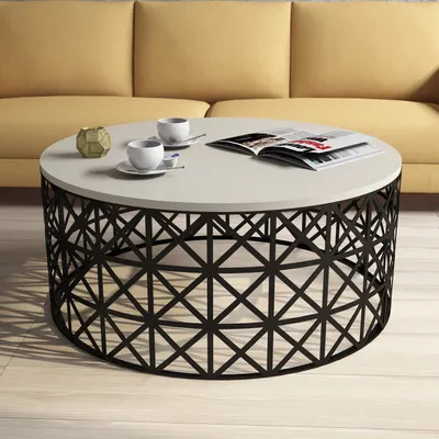 Produktbild von Skye Decor, Selin Metal Ferforje - Cream, Couchtisch, Creme, 100 % MELAMINBESCHICHTETE SPANPLATTEN, 90 x 38 x 90 cm