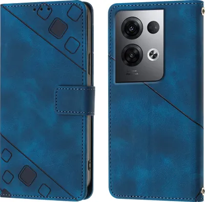 Image de Étui pour OPPO Reno8 Pro 5G Étui portefeuille en cuir gaufré avec fonction stand Bleu