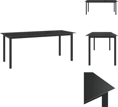 Image de vidaXL Table de jardin noire 190x90x74 cm Aluminium et verre - Tables de jardin