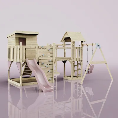 Produktbild von OutdoorToys Spielturm Lene aus Holz in Rosa Babyschaukel