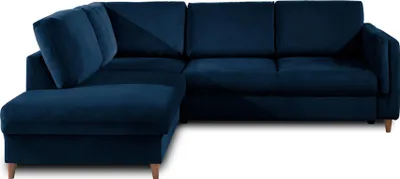 Image de Lisa Design Brooke - canapé d'angle gauche - convertible - 5 places - en velours , Bleu nuit