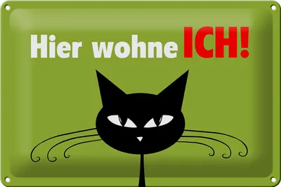 Produktbild von Blechschild Spruch 30x20cm Katze hier wohne ich