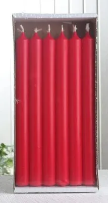 Produktbild von 12er-Pack Stabkerzen, 25 x 2,2 cm Ø, rubinrot