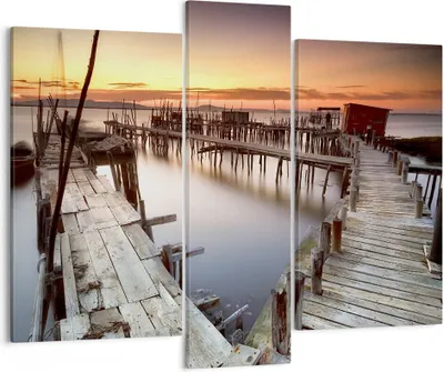 Produktbild von Bild auf Leinwand - Leinwandbild - Brücke Boot Meer - 95x80cm - Wand Bild - Wanddeko - Wandbilder - Leinwanddruck - Bilder - Kunstdruck - Wanddekoration - Leinwand bilder - Wandkunst - CB95x80-3807