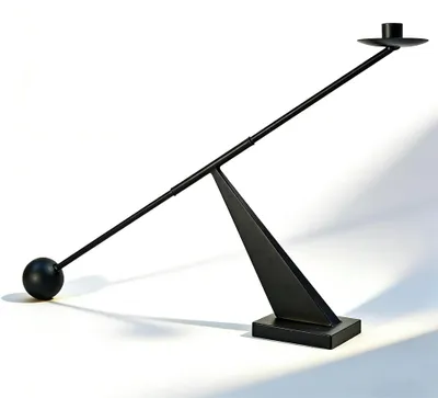 Produktbild von Moderner Kerzenständer Schwarz aus Metall, geometrischer Stabkerzenhalter, stilvolle Deko für Esstisch, Wohnzimmer und Kamin