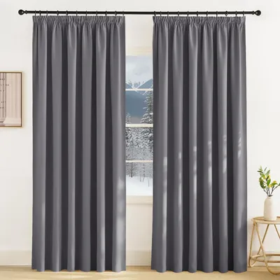 Obrázek produktu pro Záclona, zatemňovací, šedá, balení 2 kusů, rozměry 245 cm (výška) x 200 cm (šířka), pro montáž na kolejnice