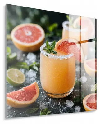 Obrázok produktu pre STYLER Sklenená obrazová tabuľa 30x30 cm, motív citrusov, moderná dekorácia na stenu, vhodná do kuchyne, jedálne alebo kaviarne, štýlová dekorácia do kuchyne