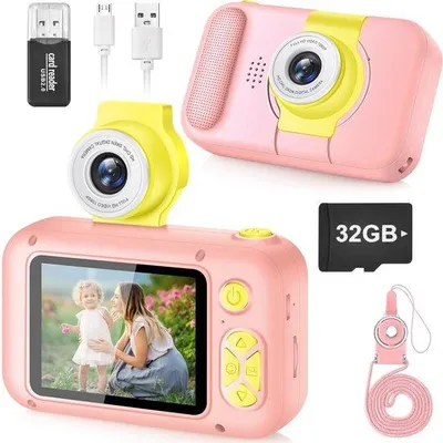 Immagine prodotto di Piccola fotocamera digitale con schermo IPS - Fotocamera HD per bambini, ideale come regalo di compleanno - Fotocamera portatile per vlog, perfetta per i giovani studenti