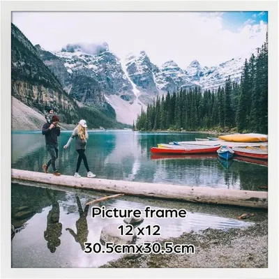 Image de Cadre photo 30x30 cm, blanc, carré, en plastique, pour accrocher au mur ou poser sur une table