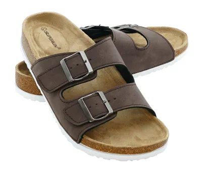 Produktbild von + Pantoletten Sandalen Hausschuhe Schlappen Clogs Kork Fußbett Gr.36-49