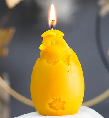 Produktbild von Bienenwachskerze aus 100% Bienenwachs, Osterkerze Küken, Kerze für Ostern 6 x 6 x 9,5cm, Osterdeko, Osterkerze