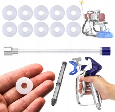 Produktbild von Rosfix Set Malerpistole Blue Monster 517 + 30 cm Sprühlanze + 7/8" Dichtung + 60 Mesh Filter – 500 bar, 1/4", für Airless Farbspritzgerät, Profi Lackierzubehör