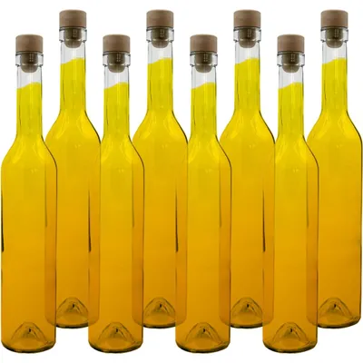 Produktbild von 8er Set Glasflaschen 500ml mit Korkenverschluss - Transparente Likörflaschen aus Glas zum Befüllen & Lagern, wiederverwendbar