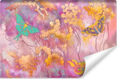 Produktbild von Muralo Vlies Fototapete ABSTRAKTION bunte Schmetterlinge Blumen Br. 300cm x Hö. 210cm