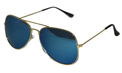 Produktbild von Türkise Piloten-Partybrille für Damen und Herren mit goldenem Gestell aus 100% Polyester