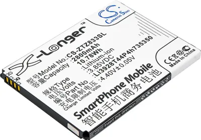 Produktbild von TECHTEK Akku Kompatibel mit [ZTE] Avid Trio, Q802T, Z833, Z836BL, Z837VL, ZFIVE 2 Ersetzt Li3928T44P4h735350
