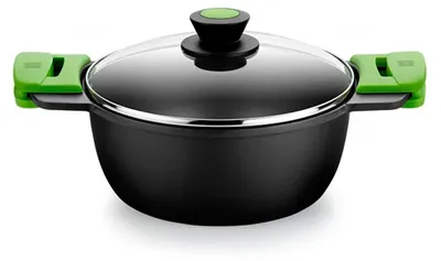 Produktbild von BRA A400320, Auflaufform, Rund, Aluminium, Gas, Induktion, Schwarz, Grün, Silikon