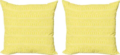 Immagine prodotto di ABAKUHAUS Set di copricuscini tribali (2 pezzi), Ornamenti in stile monocromatico estivo, 50 x 50 cm, Giallo chiaro senape