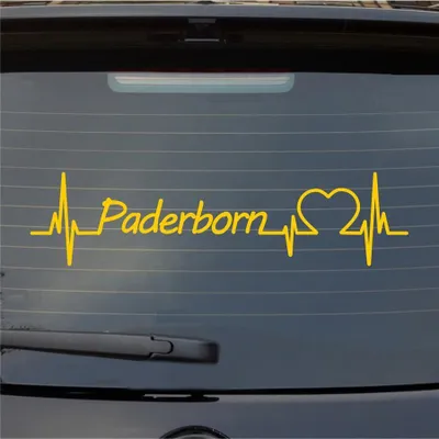Produktbild von Heckscheibenaufkleber Paderborn Herzschlag Puls Stadt Liebe 55x14 cm Gelb Auto Aufkleber Sticker