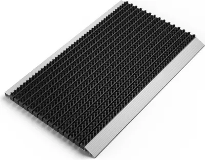 Produktbild von Fußmatte außen alu mit Bürsten schwarz, Schmutzfangmatte 50 x 80 cm, Fußmatte Aussenbereich