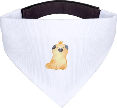 Produktbild von Mr. & Mrs. Panda Tuch für Hunde Mops Krone - Weiß - Geschenk, Lustig, Halstuch, Hund, Dreieckstuch, Sprüche, Hundehalstuch, König, Königlich