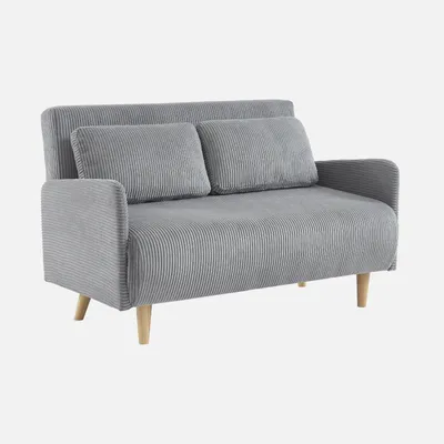 Produktbild von sweeek - 2-Sitzer-Sofa mit Cordbezug und Holzfüßen - Hellgrau
