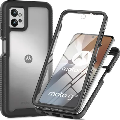 Produktbild von Motorola Moto G32 Hülle, TPU Bumper mit Eingebautem Displayschutz 360 Grad Komplettschutz Schutzhülle für Motorola Moto G32 Schwarz