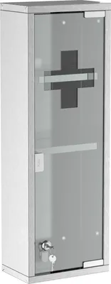 Obrázek produktu pro Lékárnička Skříňka První Pomoci Matné Sklo Nerezová Ocel Stříbrná 20X12X58Cm