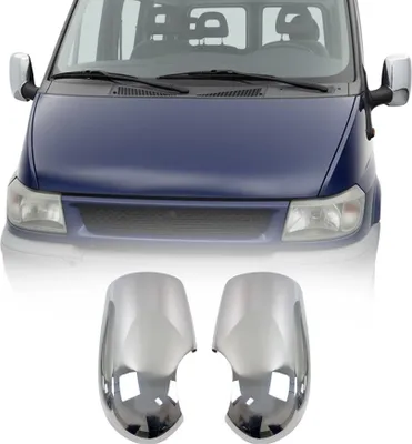 Image de Coques de Rétroviseurs pour Ford Transit 2000-2014 en Acier Chromé Argent
