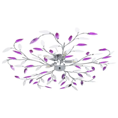 Image de Plafonnier à bras feuille en cristal acrylique 5 ampoules E14