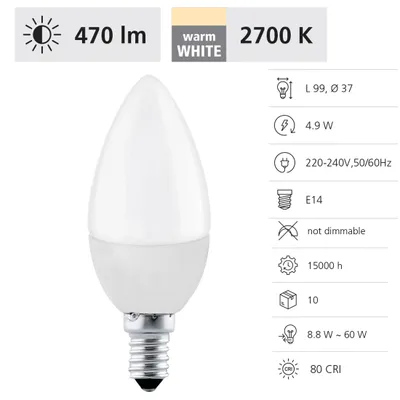 Produktbild von Leuchtmittel LED E14 L:9.9cm Ø:3.7cm 2700K
